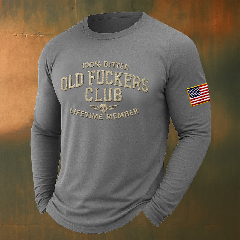 Vintage Distressed "Old Club" Lifetime Member Long-Sleeved T-Shirt