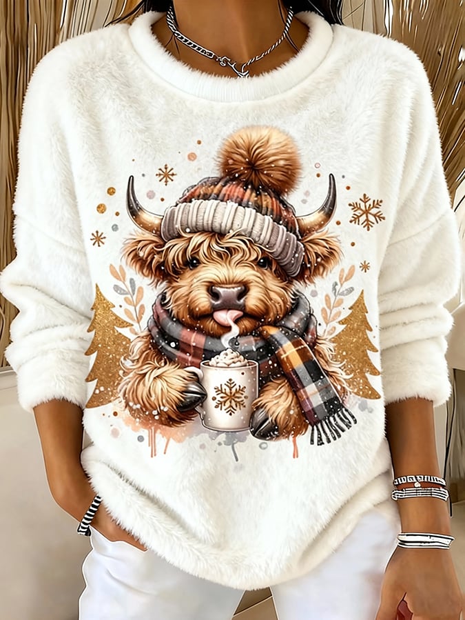 Women's Animal Highland Cow Print Sweatshirt