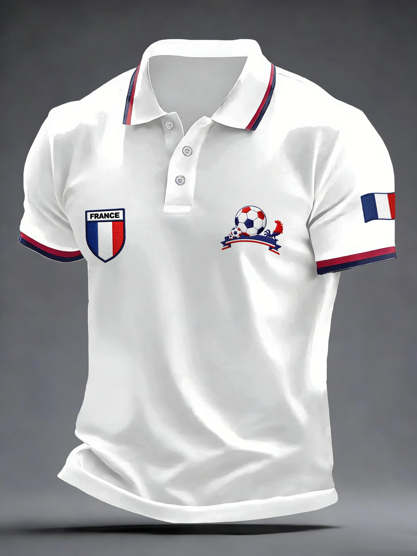 Men's French Football Fans Print Polo Shirt