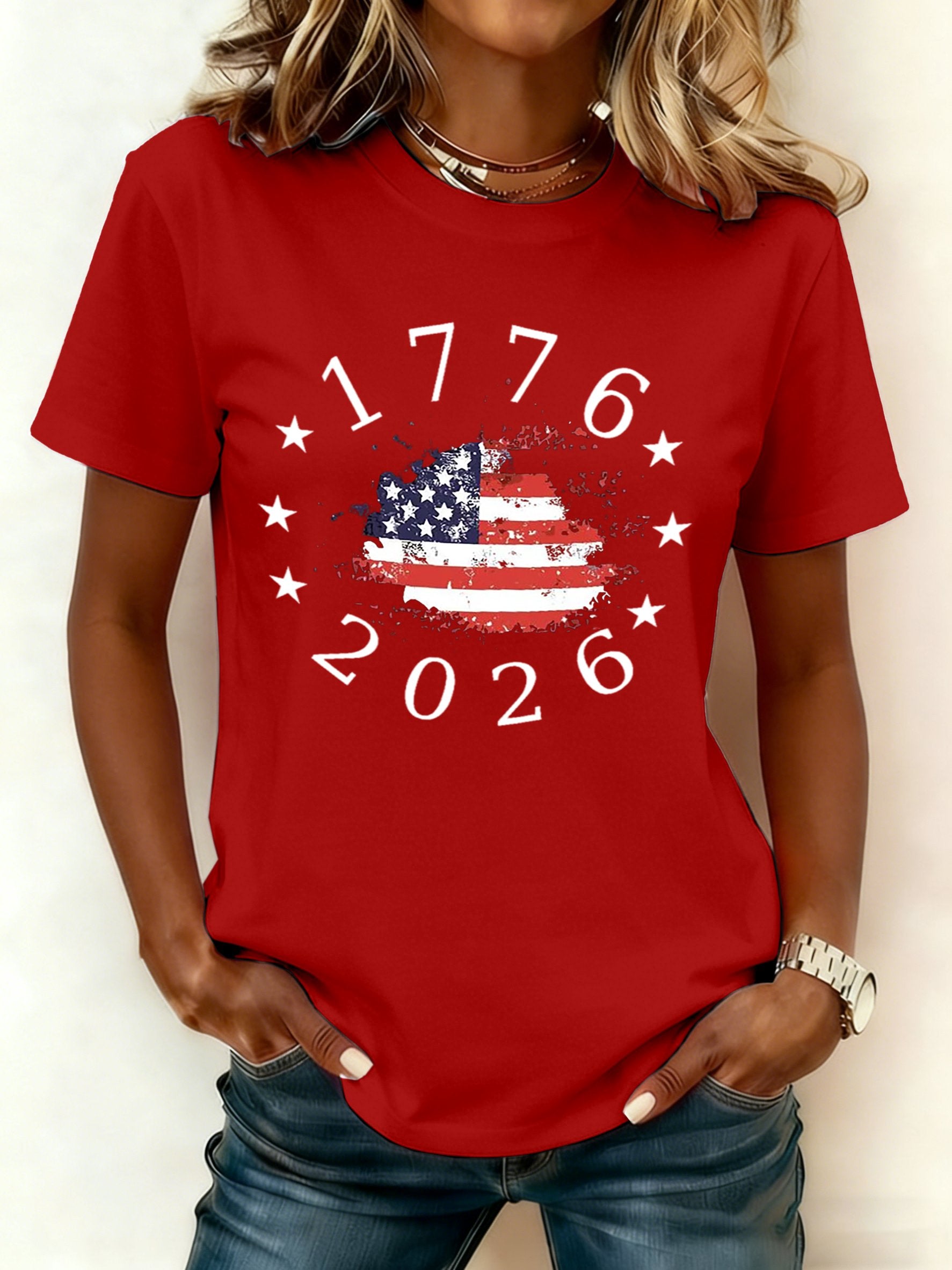 Women's 250th America Anniversary Casual Printed T-Shirt
