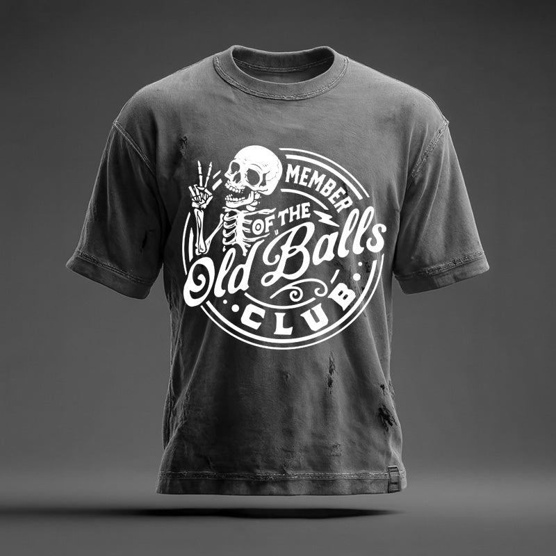 Men's Retro Funny Old Man Club Print Casual Short-Sleeved T-shirt