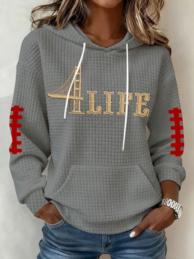 Women's Football Print Hoodie Sweatshirt