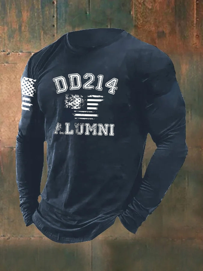 Men's DD214 Alumni Pattern Long Sleeve T-Shirt