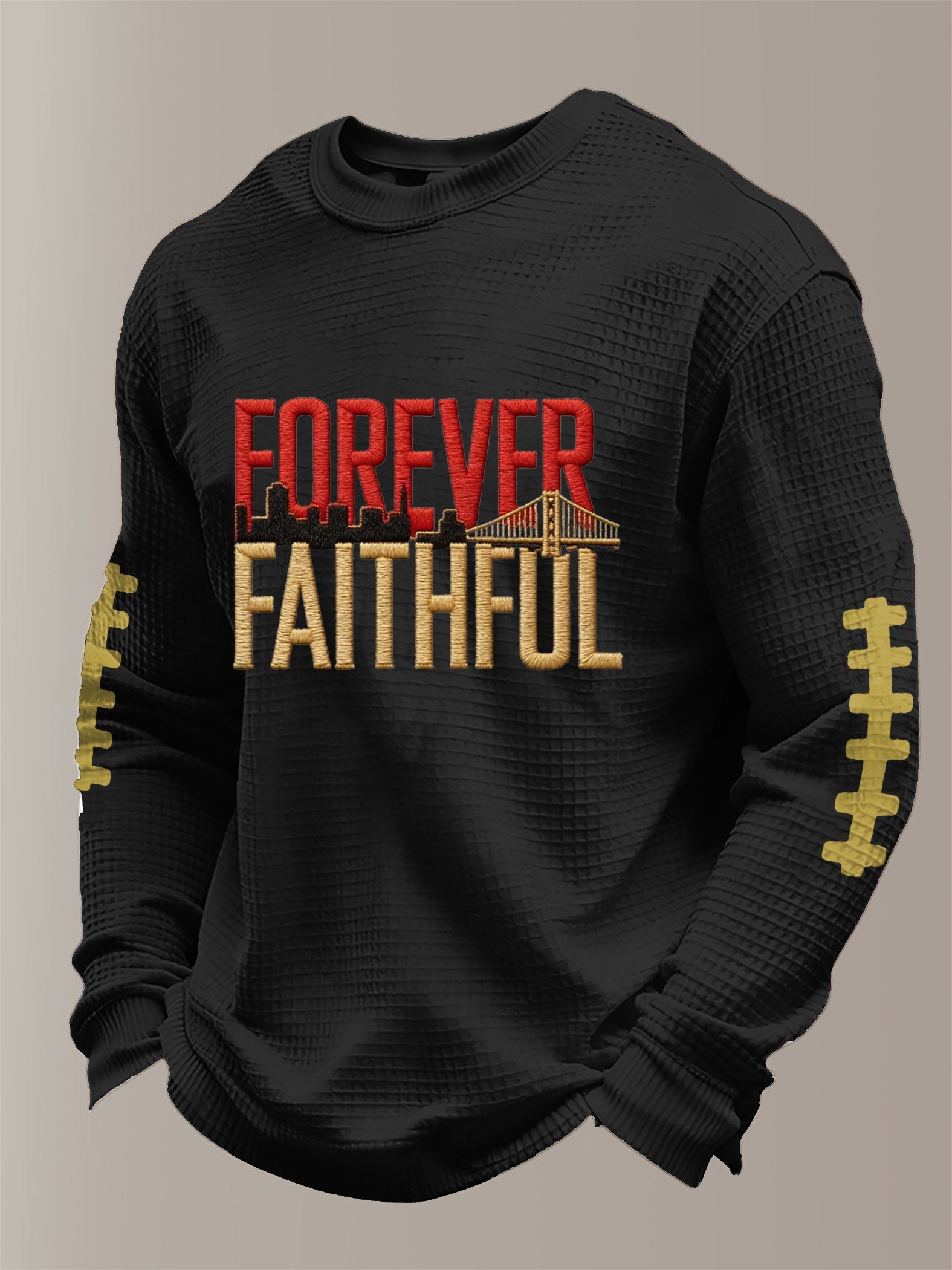 Men's Football Waffle Fabric Long-sleeved T-shirt