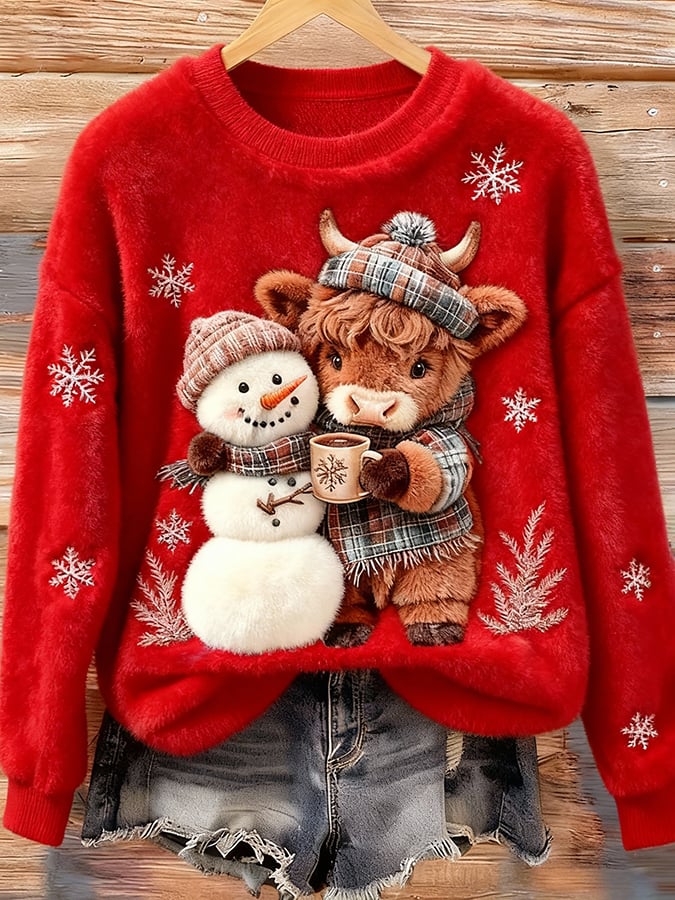 Women's Animal Highland Cow Print Sweatshirt