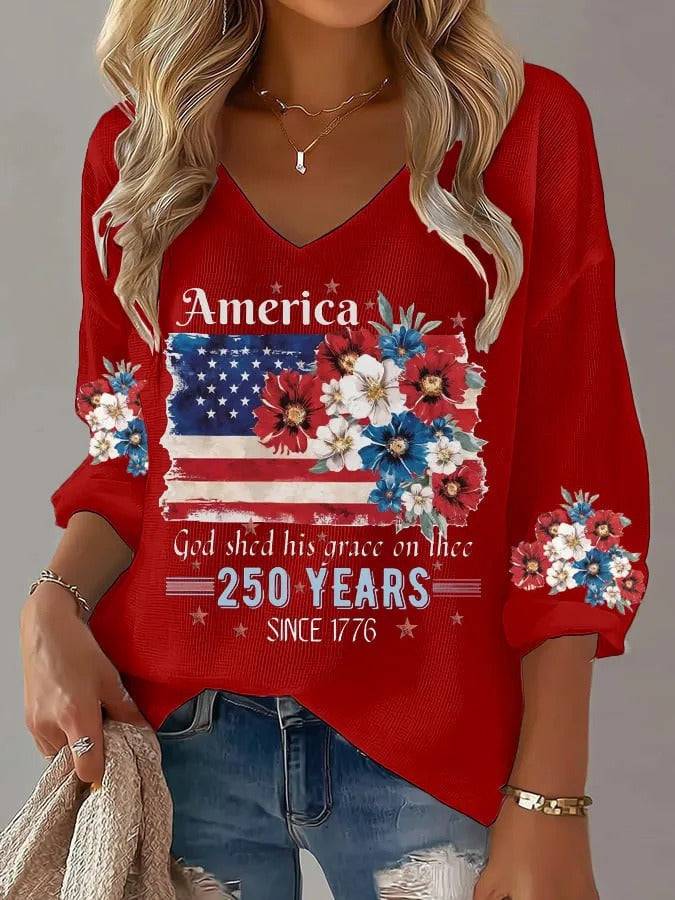 Women's America 250th V-neck Long Sleeve