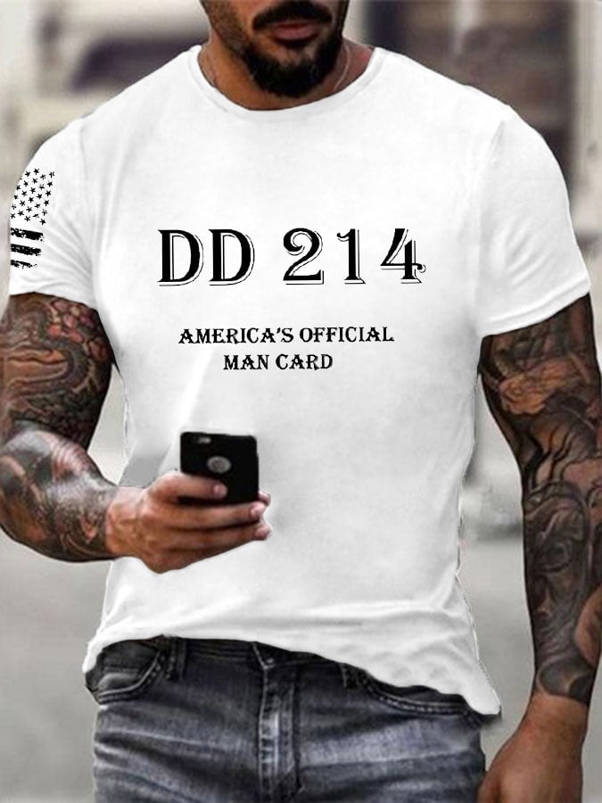 Men's DD214 America's Official Man Card Printed Casual T-Shirt