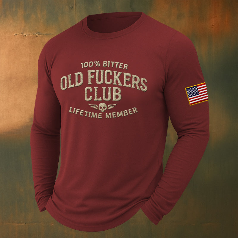 Vintage Distressed "Old Club" Lifetime Member Long-Sleeved T-Shirt
