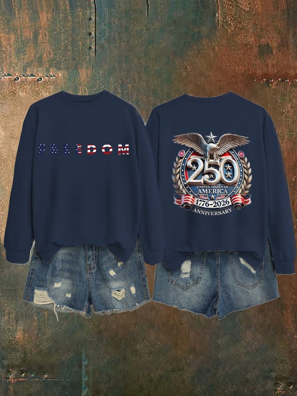 Women's   American 250th Print  Sweatshirt