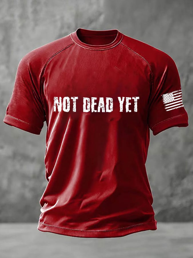 Men's Not Dead Yet Print Round Neck T-Shirt