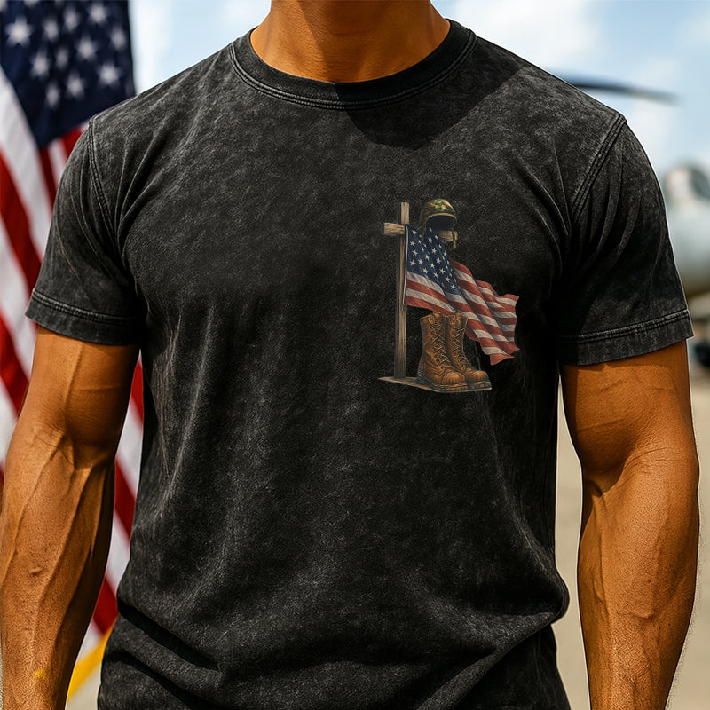Veteran's Flag Print Casual T-Shirt