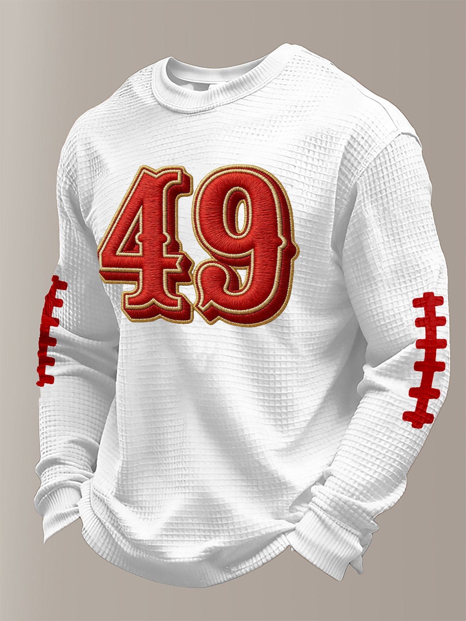 Men's Football Waffle Fabric Long-sleeved T-shirt