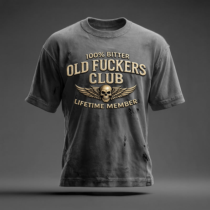 Men's Retro Funny Old Man Club Print Casual Short-Sleeved T-shirt