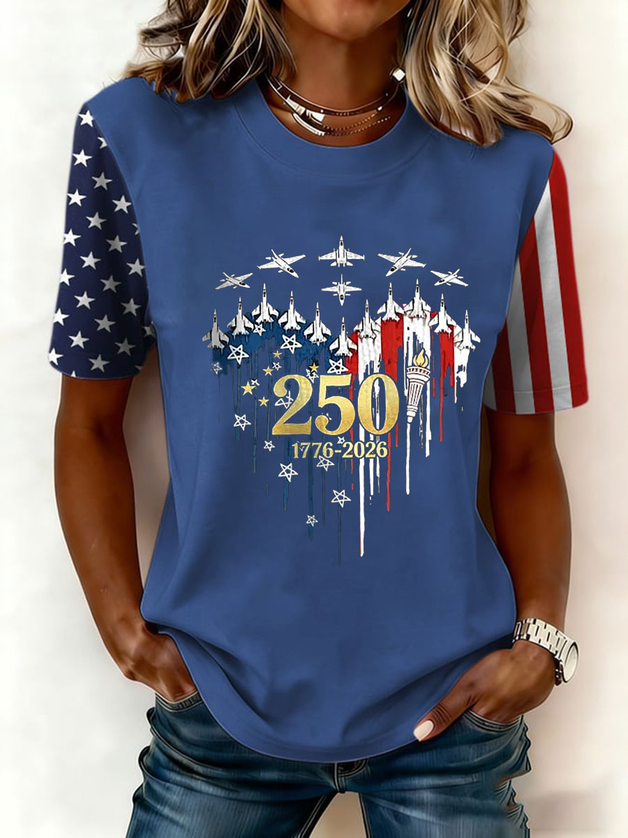 Women's USA 1776-2026 Print Casual T-Shirt