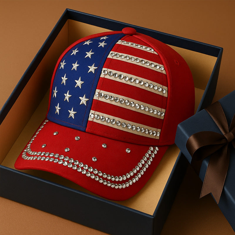 US 250th Anniversary Rhinestone Printed Casual Hat