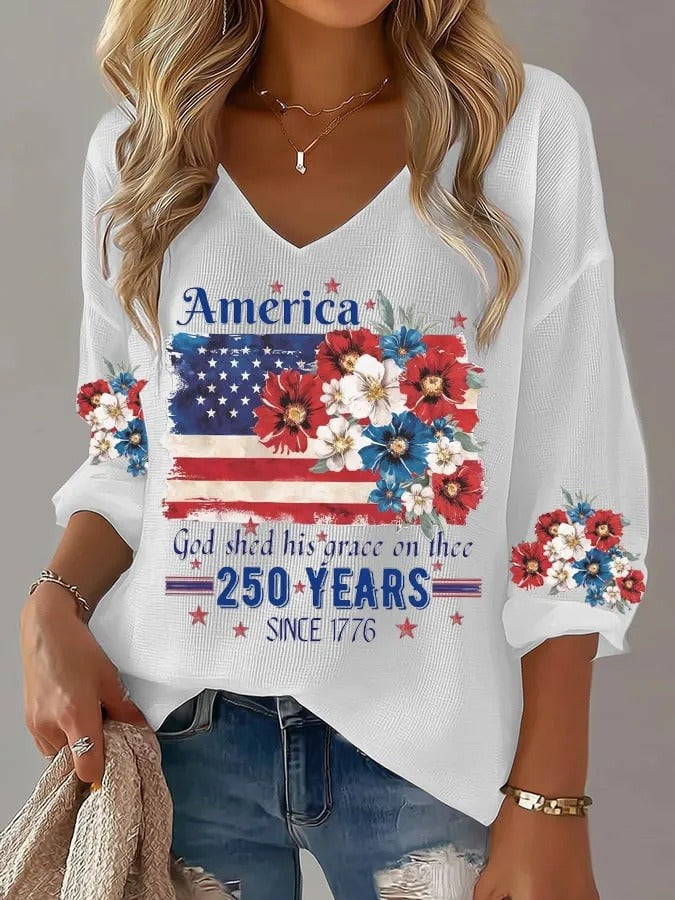 Women's America 250th V-neck Long Sleeve