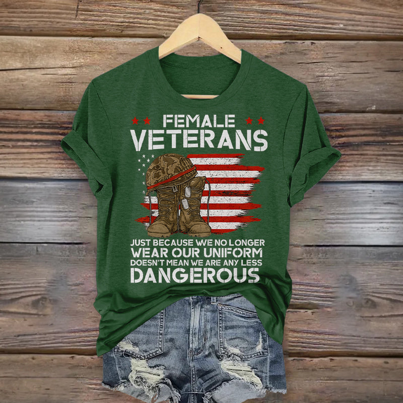 Women's Veteran Casual Printed T-shirt