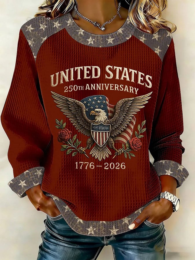 Women's Vintage America 250th Anniversary Print Casual Sweatshirt