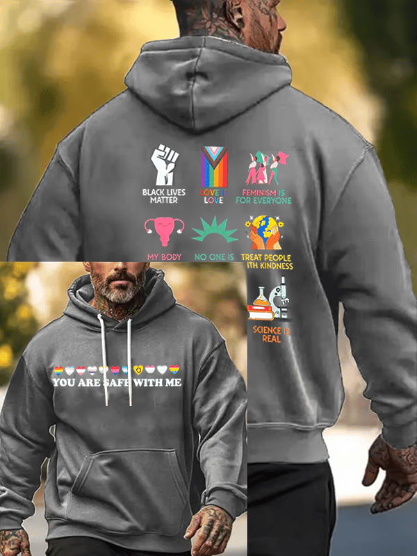 Men's  You are safe with me  Print  Hoodie
