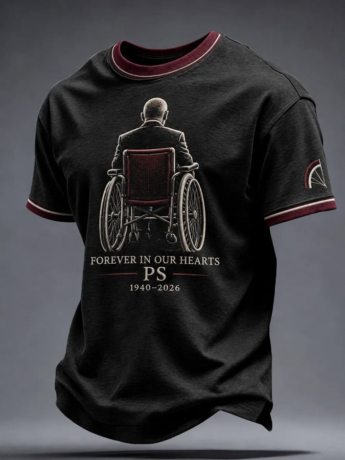 Men's Casual Commemorative-Edition Print Short-Sleeve T-Shirt
