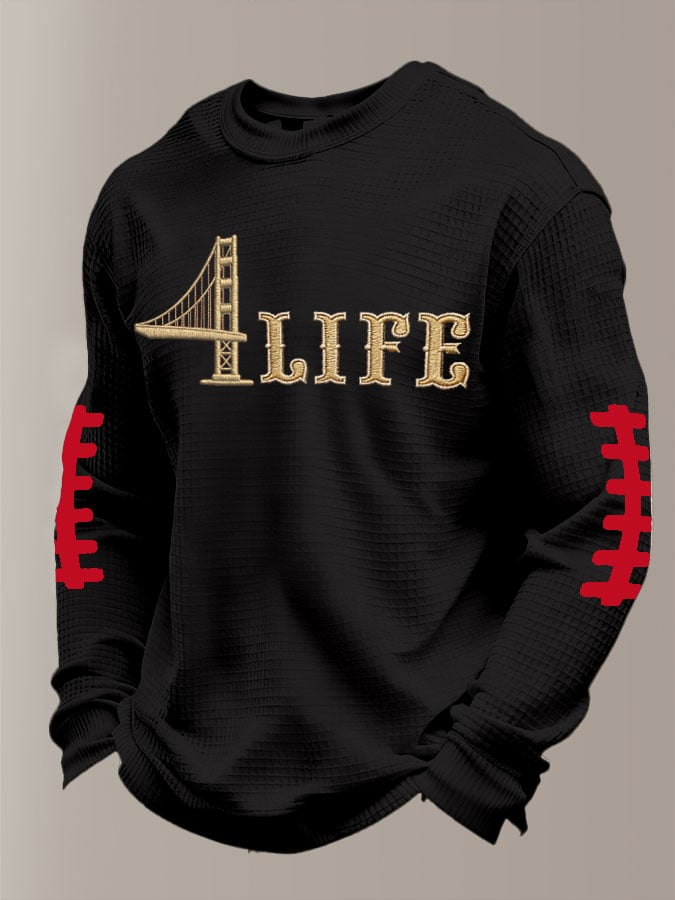Men's Football Waffle Fabric Long-sleeved T-shirt