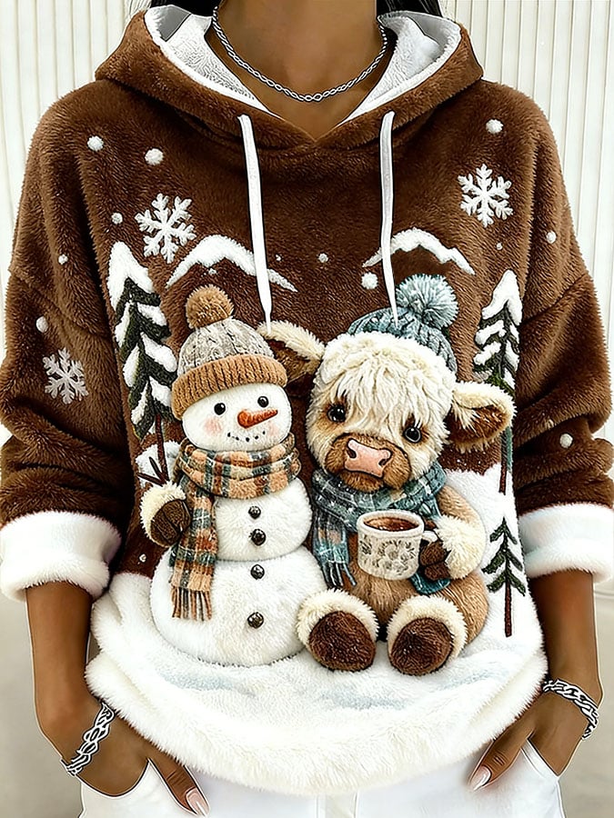 Women's Animal Highland Cow Print Sweatshirt