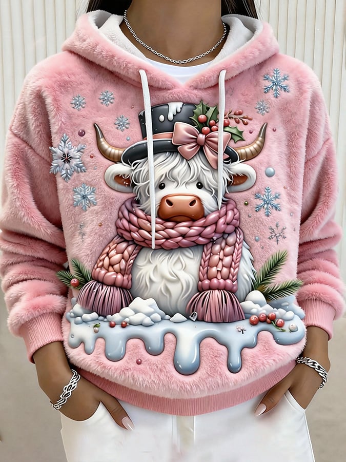 Women's Animal Highland Cow Print Sweatshirt