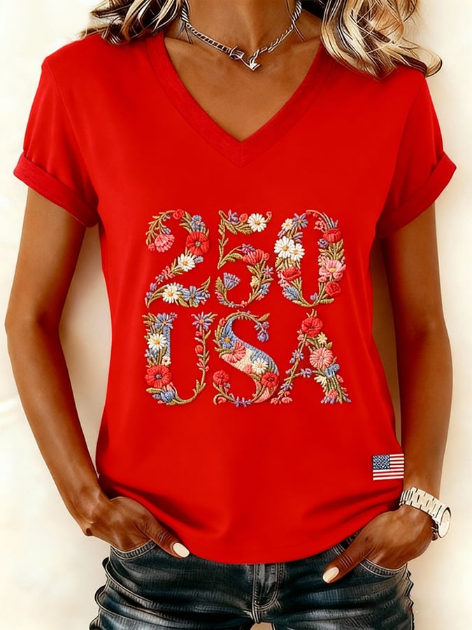 Women's Vintage America 250th Anniversary Print T-Shirt