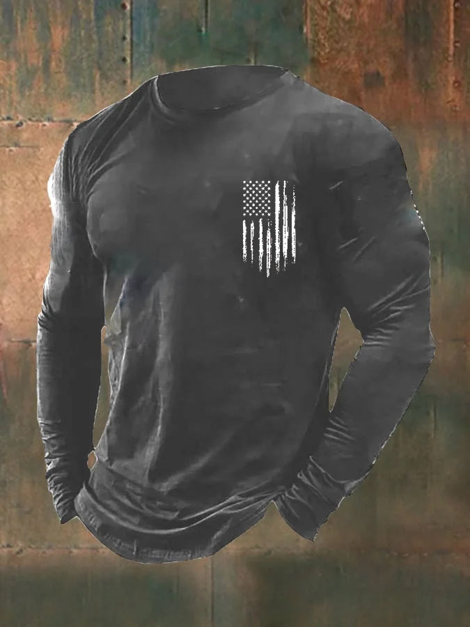 Men's Vintage Veterans Day Print Long Sleeve T-Shirt