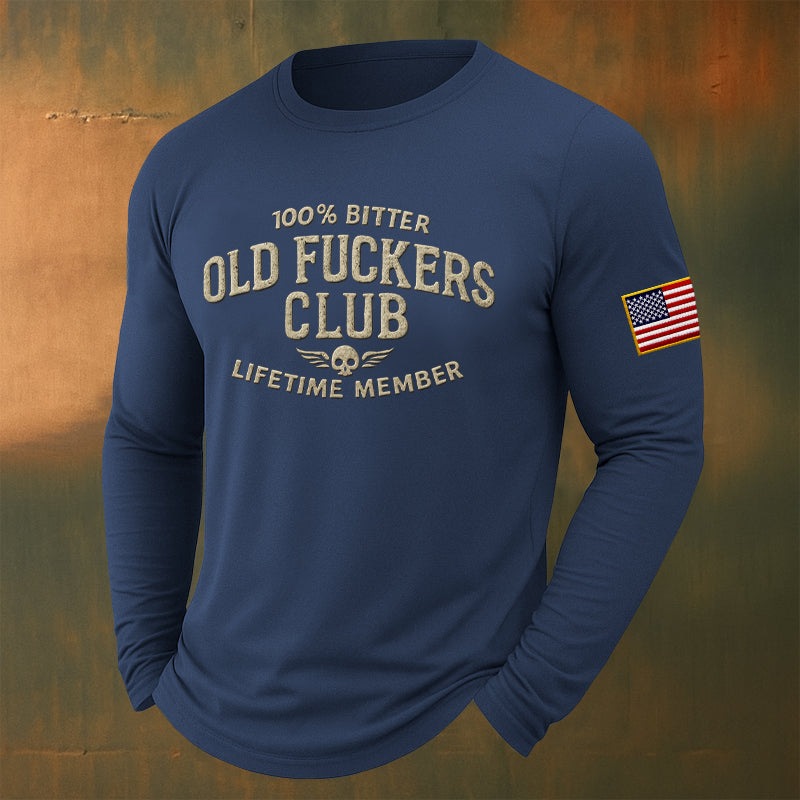 Vintage Distressed "Old Club" Lifetime Member Long-Sleeved T-Shirt
