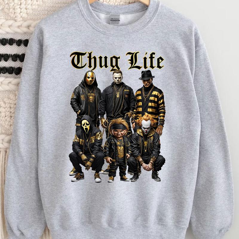 Halloween THUGLIFE Shirt, Horror Characters Shirt, Halloween Graphic Tee