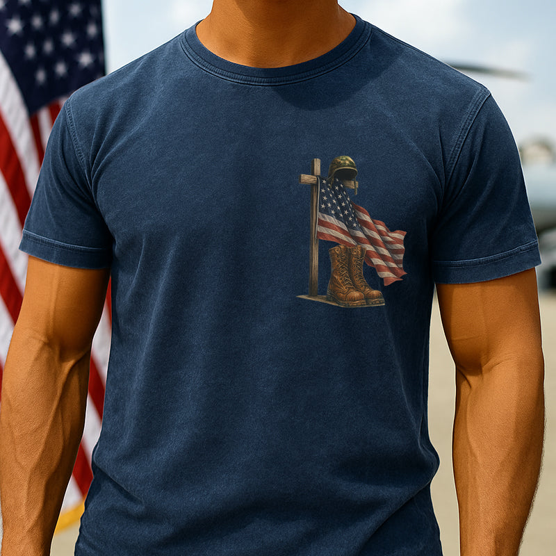 Veteran's Flag Print Casual T-Shirt