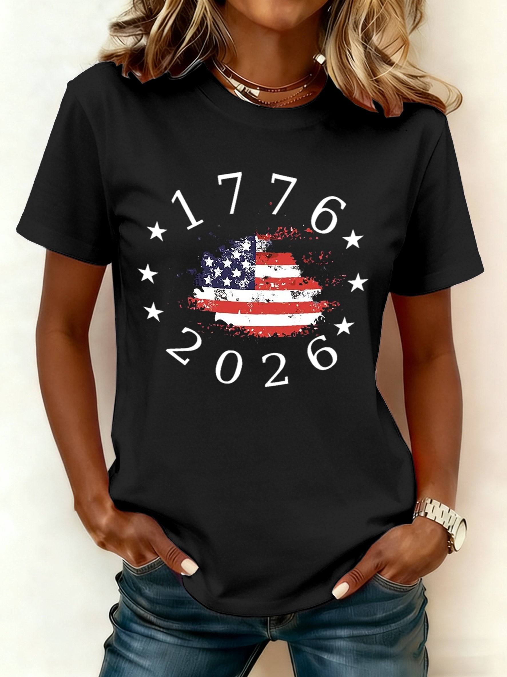 Women's 250th America Anniversary Casual Printed T-Shirt