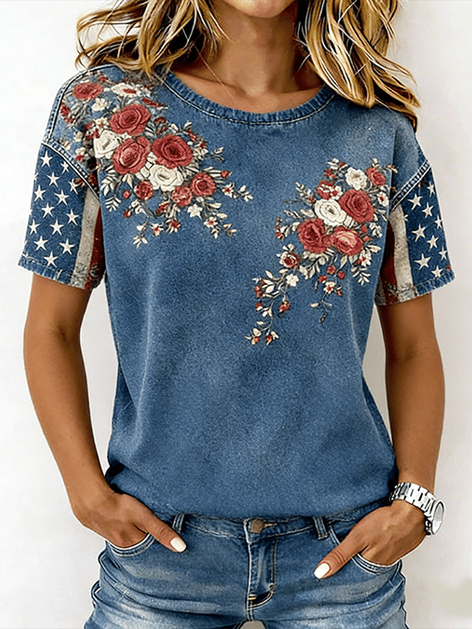 Women's 250th Anniversary American Art Print Casual T-Shirt