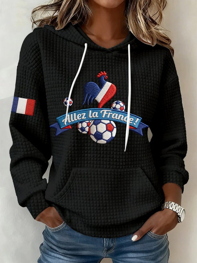 Women's French Football Print Hoodie