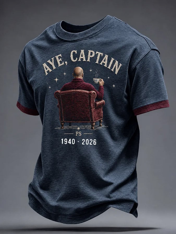 Men's Casual Commemorative-Edition Print Short-Sleeve T-Shirt