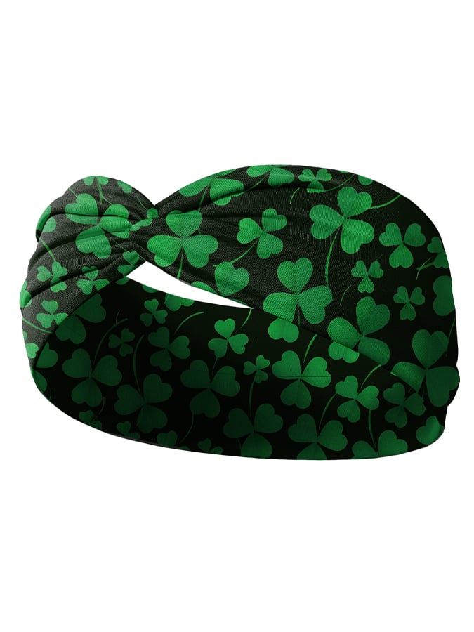 St. Patrick's Day Headband with Irish Shamrock Print and Criss-Cross Design