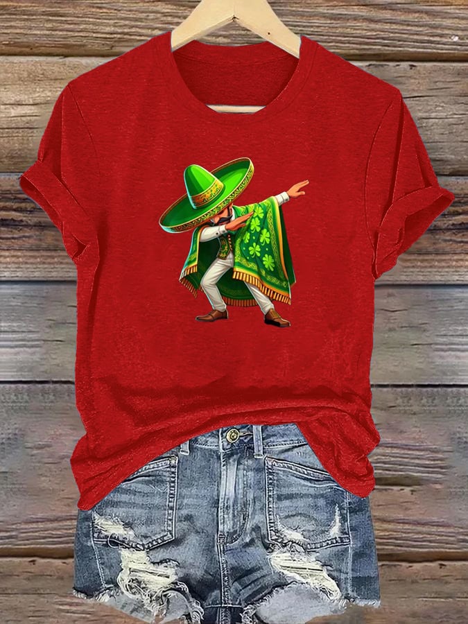 Women's  Mexican St Patrick's Day  Print T-shirt