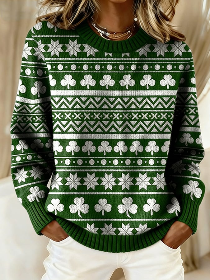Women's Retro St. Patrick's Day Print Sweater