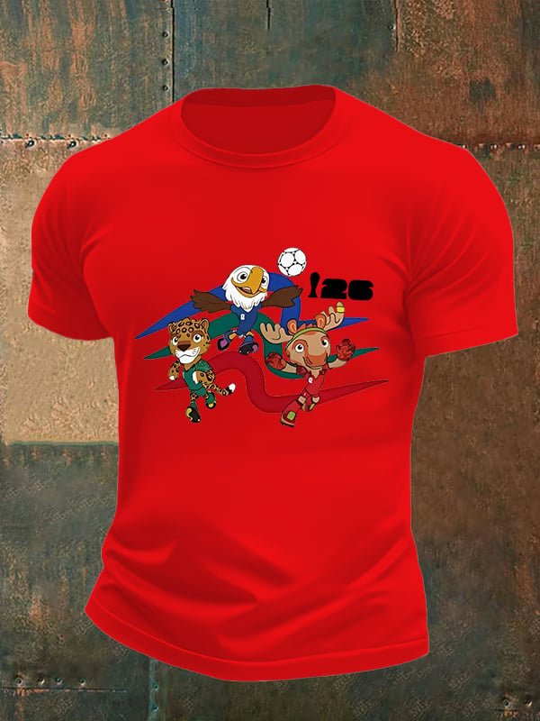 Men's  2026 World Cup Soccer Mascot printed  T-shirt
