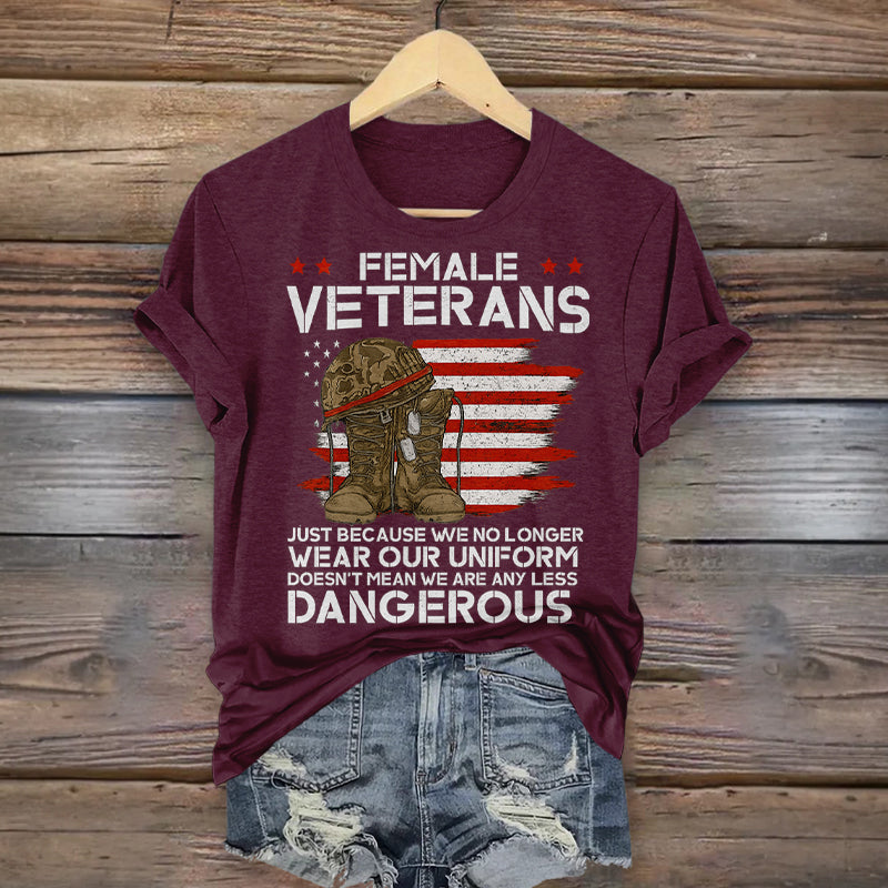Women's Veteran Casual Printed T-shirt