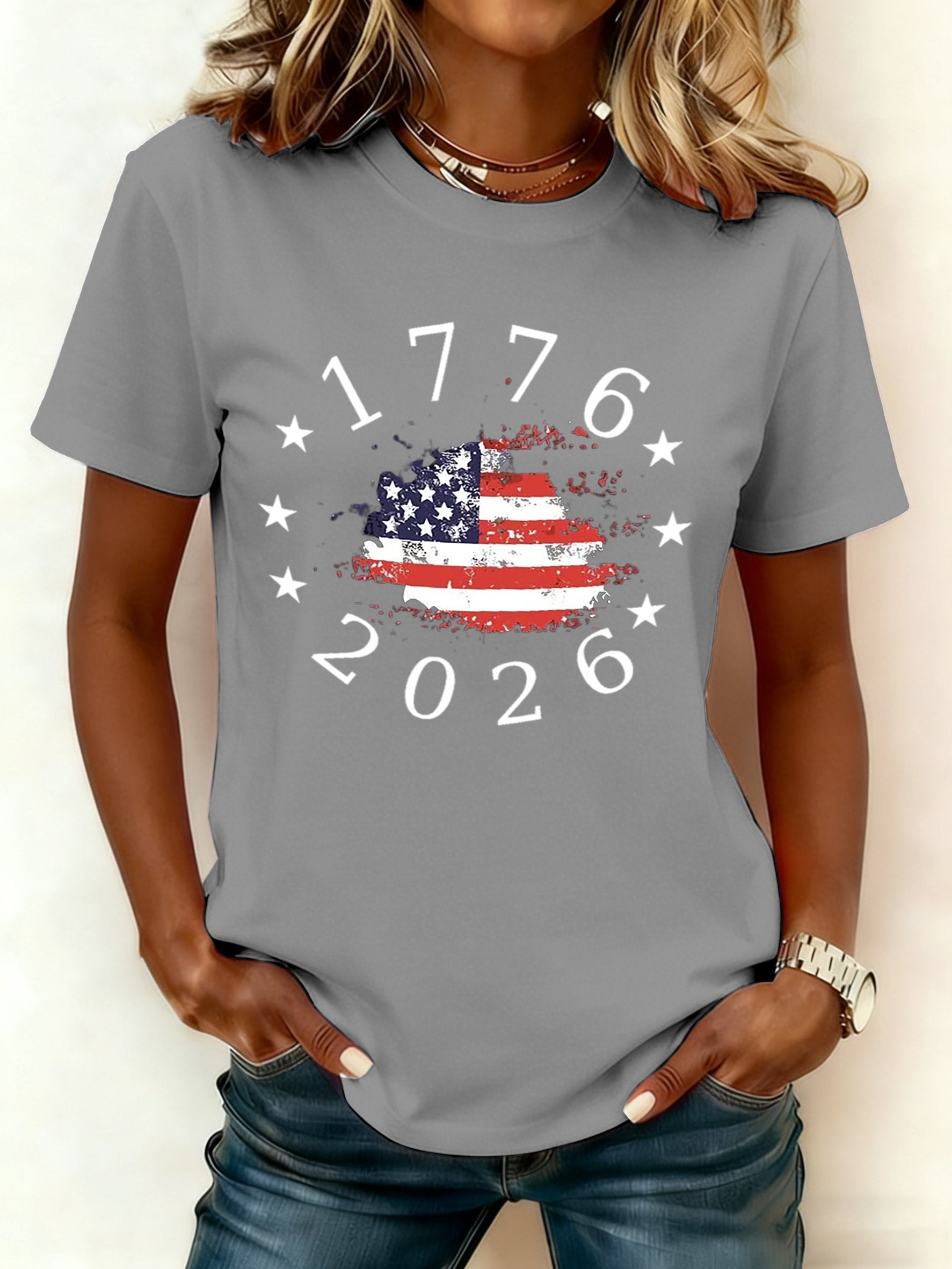 Women's 250th America Anniversary Casual Printed T-Shirt
