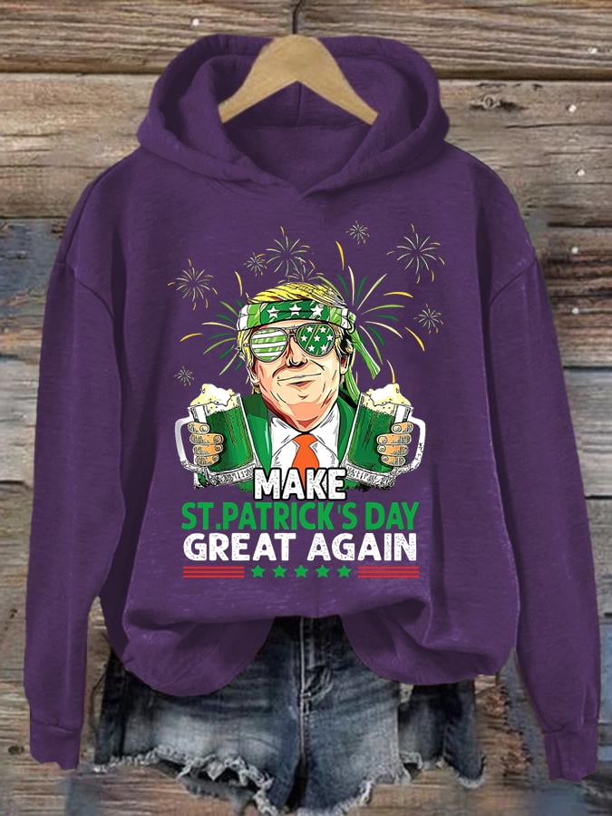 Women's  Make St Patricks Day Great Again  Print  Hoodie