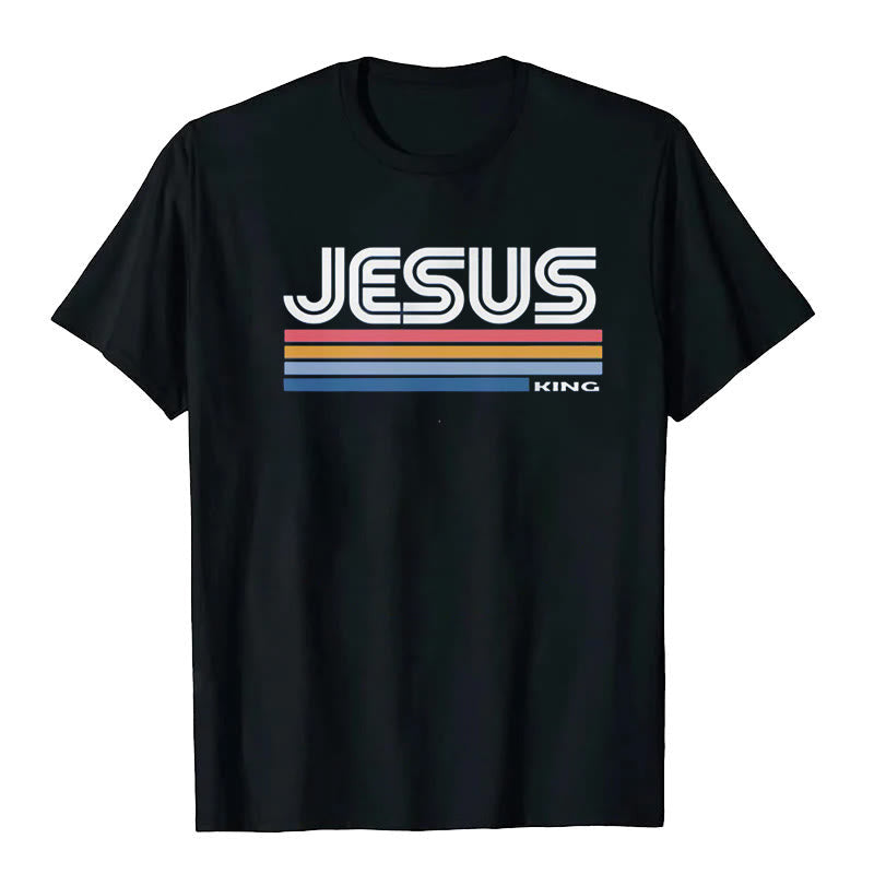 Vintage Jesus King T-Shirt Cotton men's Cas