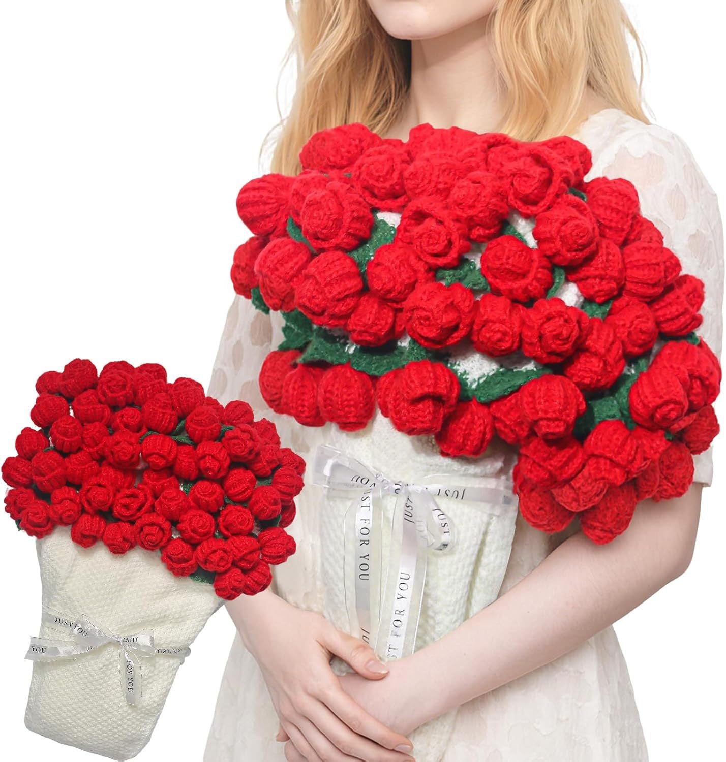 💐Hand-Knitted Rose Blanket Ready🌹-Made Gift For Mother's Day Valentine's Day