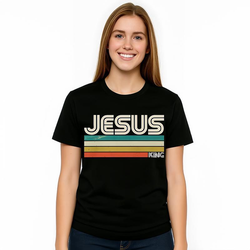 Vintage Jesus King T-Shirt Cotton Women's Cas
