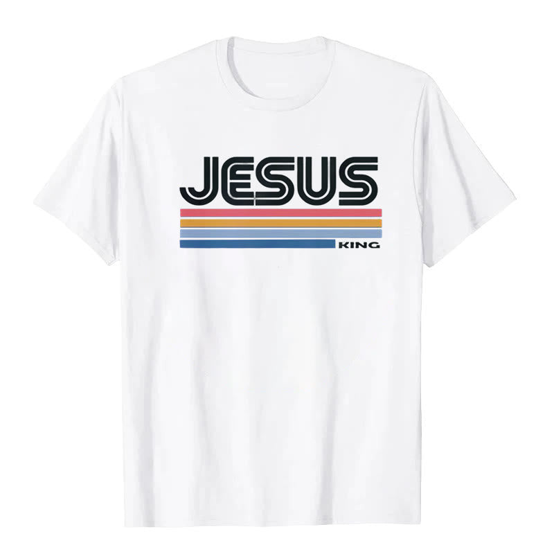 Vintage Jesus King T-Shirt Cotton men's Cas