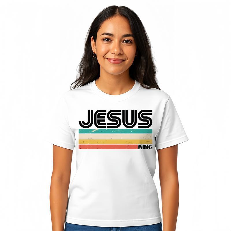 Vintage Jesus King T-Shirt Cotton Women's Cas