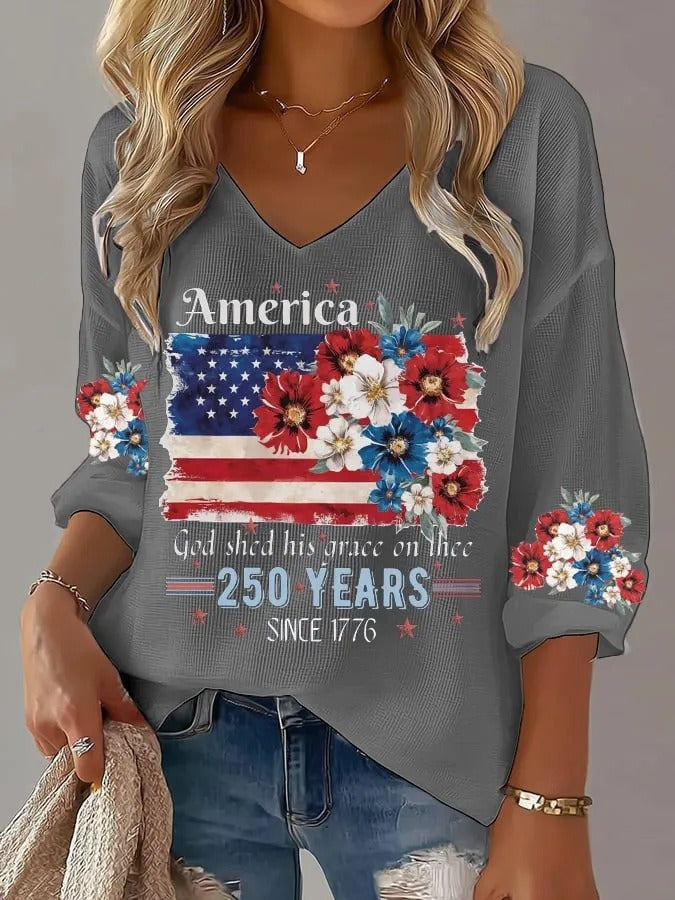 Women's America 250th V-neck Long Sleeve