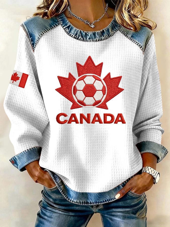 Women's Canadian Football Fan Color-Blocked Sports Shirt